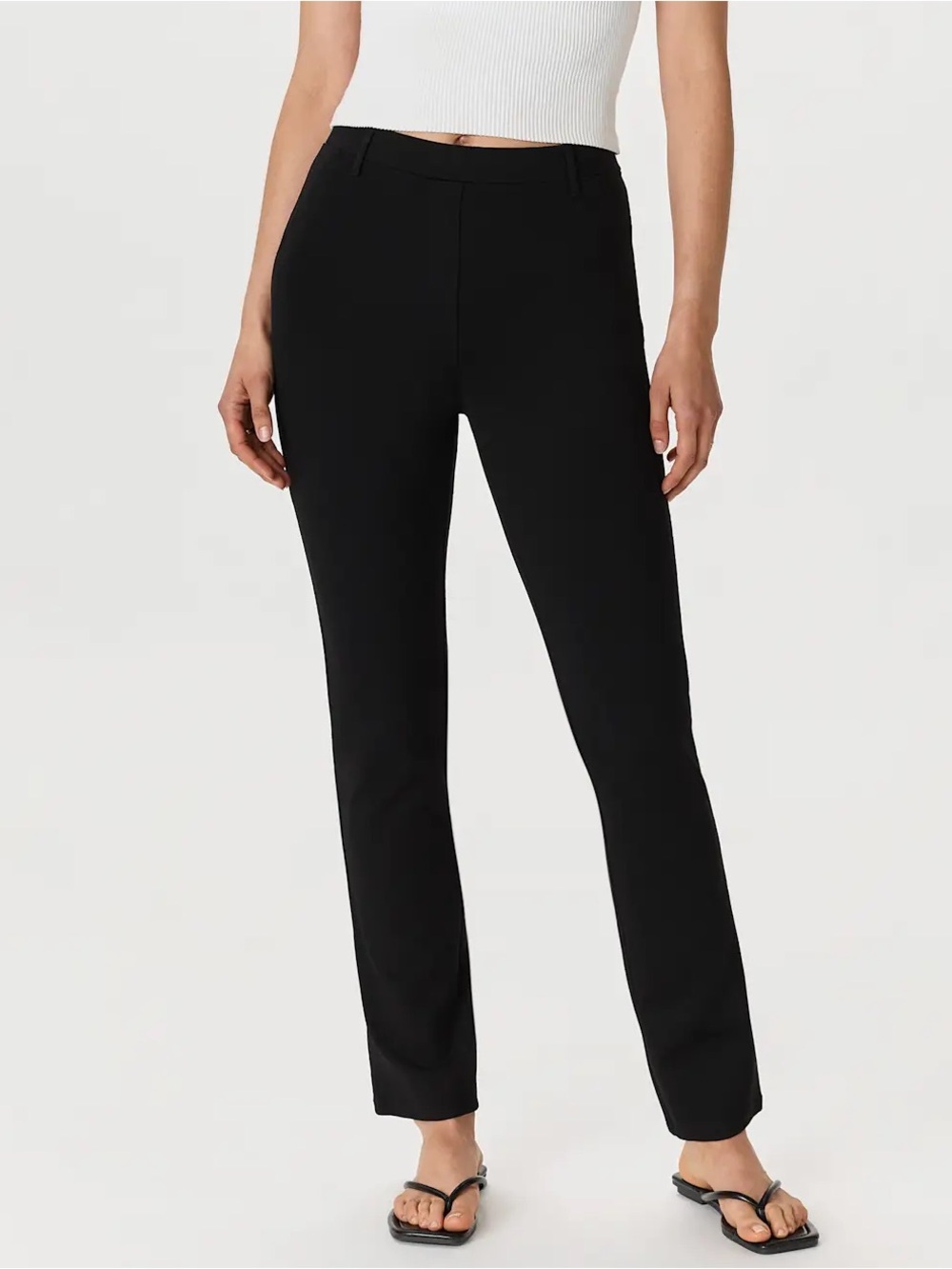 Quince Black Ultra Stretch Ponte Straight Ankle Leg Pants Size Medium